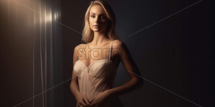 A beautiful blonde woman in an event dress - Starpik Stock