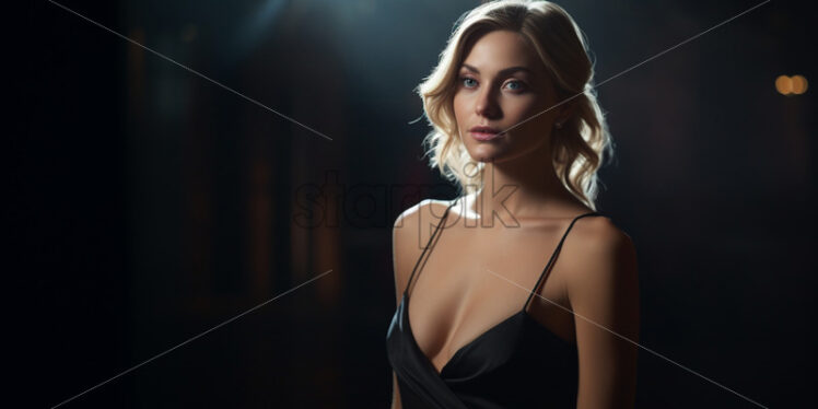 A beautiful blonde woman in an event dress - Starpik Stock