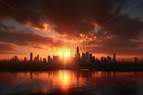 A beautiful city at sunset - Starpik Stock