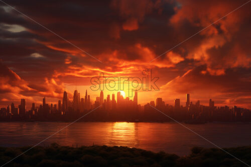 A beautiful city at sunset - Starpik Stock