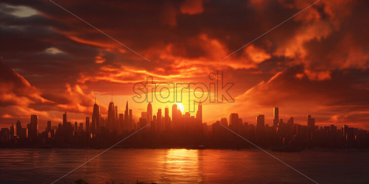 A beautiful city at sunset - Starpik Stock