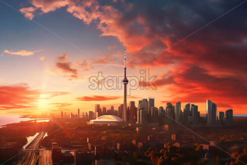 A beautiful city at sunset - Starpik Stock