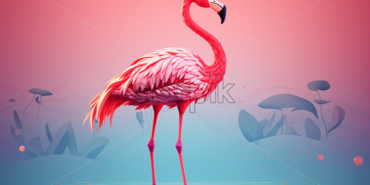 A beautiful flamingo, paper art style - Starpik Stock