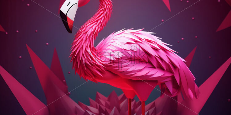 A beautiful flamingo, paper art style - Starpik Stock