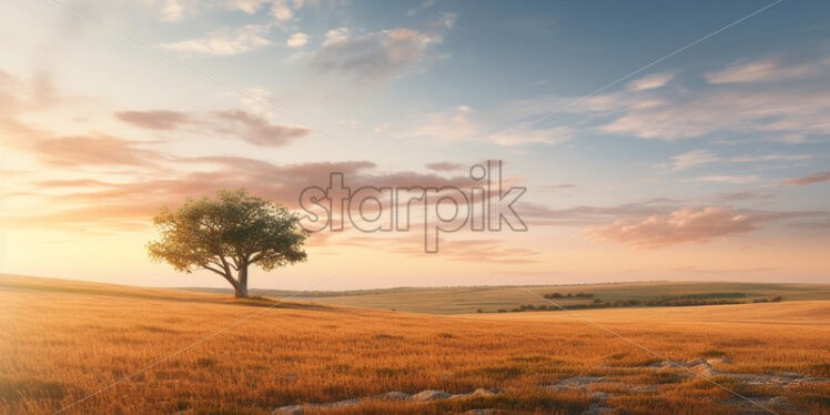 A beautiful plain at sunrise - Starpik Stock