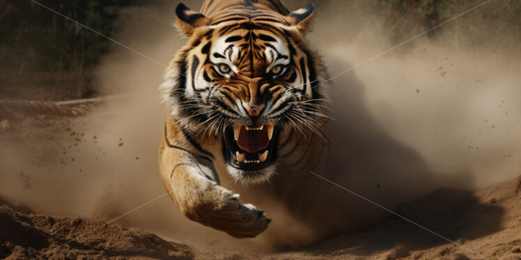 A beautiful tiger running - Starpik Stock