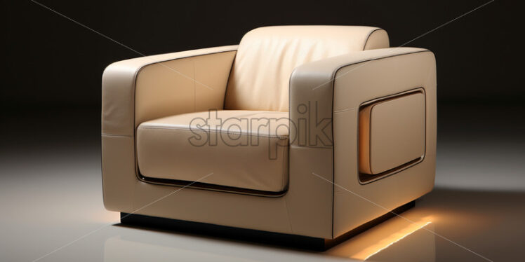 A beige sofa made of synthetic leather - Starpik Stock