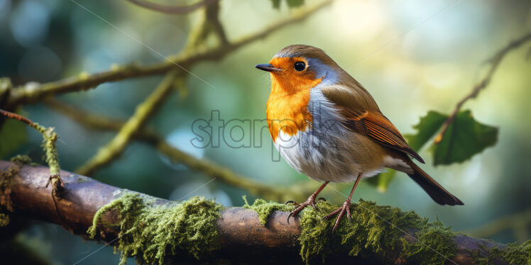 A bird sits on the branch of a tree - Starpik Stock