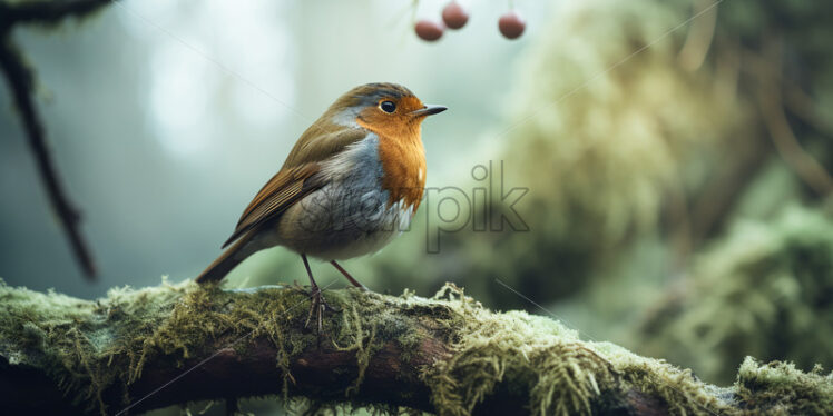 A bird sits on the branch of a tree - Starpik Stock