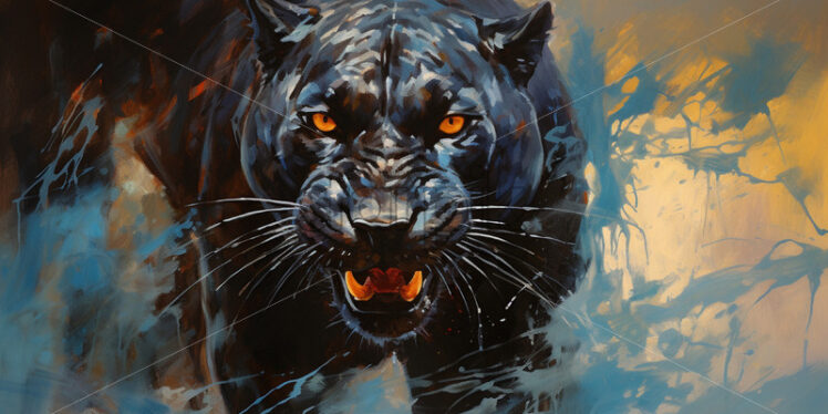 A black panther painted in impressionist style - Starpik Stock