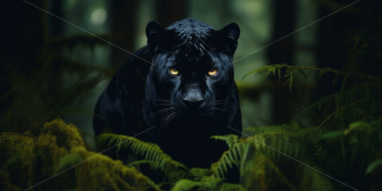 A black panther walking looking at the camera - Starpik Stock