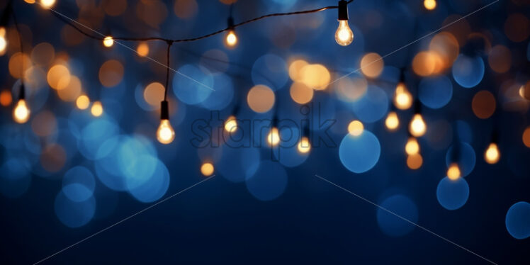 A blurred Christmas background with garlands and beautiful bokeh - Starpik Stock