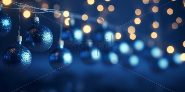 A blurred Christmas background with garlands and beautiful bokeh - Starpik Stock