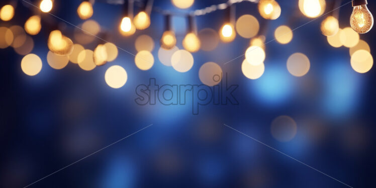 A blurred Christmas background with garlands and beautiful bokeh - Starpik Stock