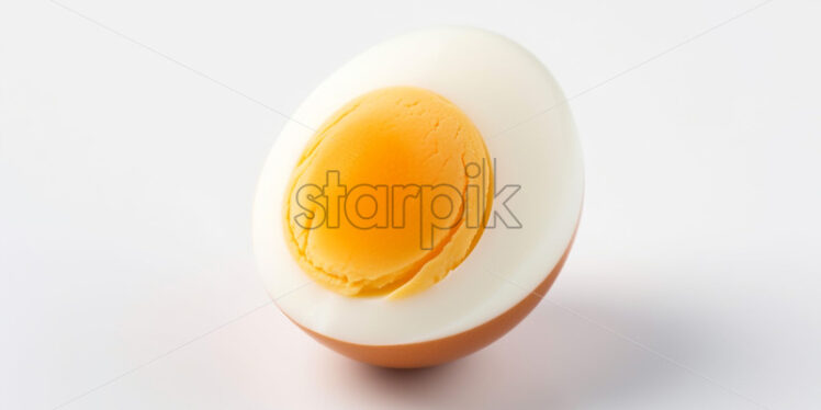 A boiled egg cut in half on a white background - Starpik Stock