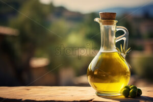 A bottle of olive oil against the background of an Italian city - Starpik