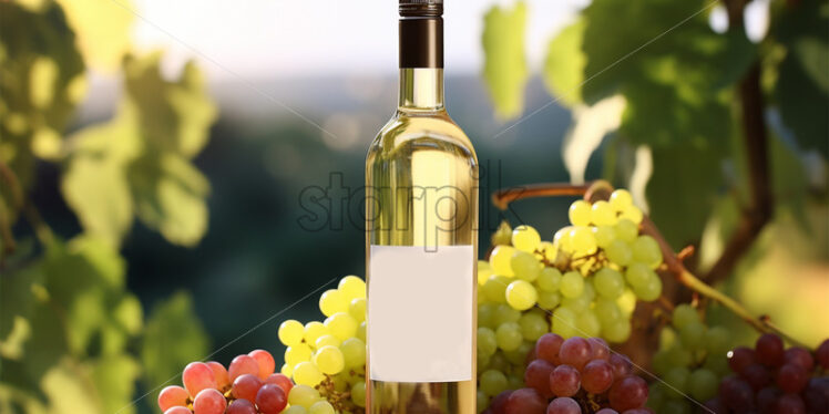 A bottle of white wine mock up with grapes - Starpik