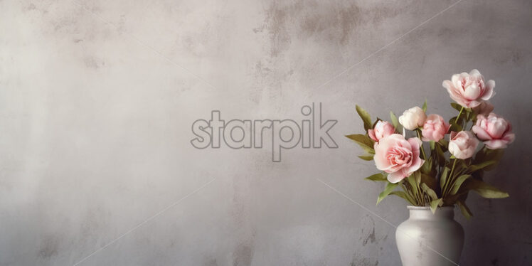 A bouquet of flowers on a table on a neutral background - Starpik Stock