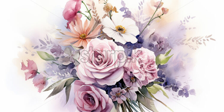 A bouquet of flowers painted in watercolor - Starpik Stock