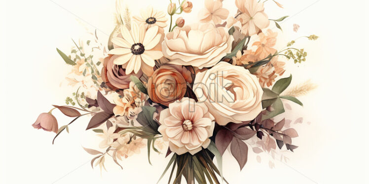 A bouquet of flowers painted in watercolor - Starpik Stock