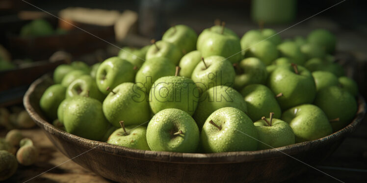 A bowl full of ripe green apples - Starpik Stock