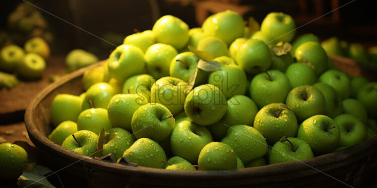 A bowl full of ripe green apples - Starpik Stock