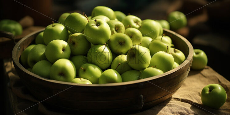 A bowl full of ripe green apples - Starpik Stock