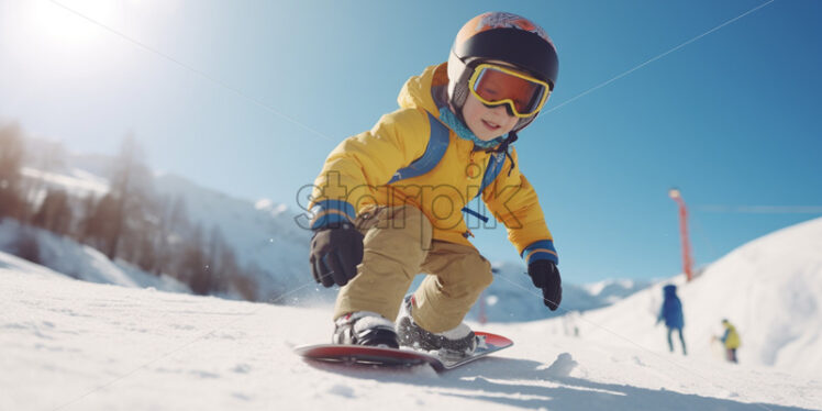 A boy goes snowboarding - Starpik Stock