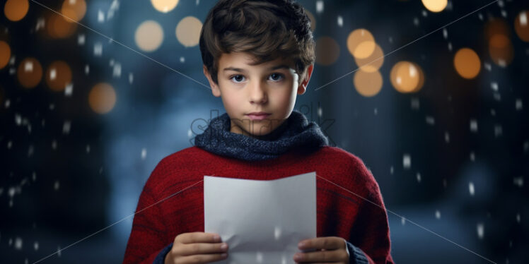 A boy holding a letter for Santa Claus - Starpik Stock