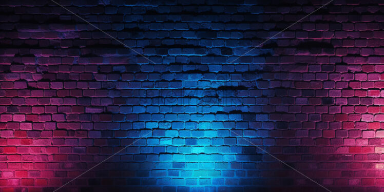 A bright brick wall with neon lights - Starpik Stock