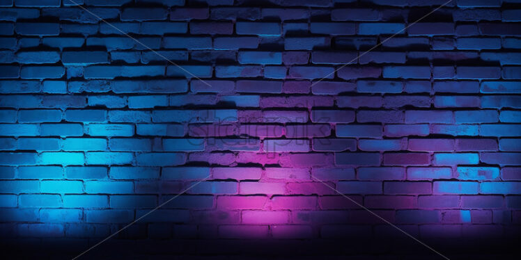 A bright brick wall with neon lights - Starpik Stock