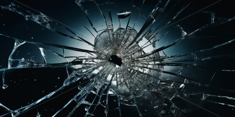 A broken window on a black background - Starpik Stock