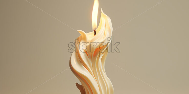 A burning candle on beige background - Starpik Stock