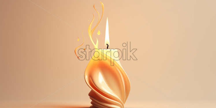 A burning candle on beige background - Starpik Stock