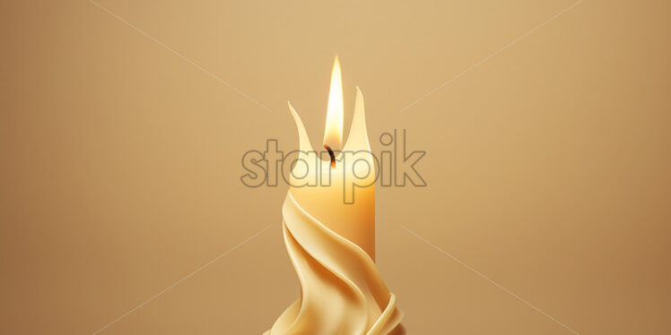 A burning candle on beige background - Starpik Stock