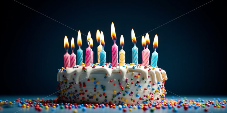 A cake with colored candles - Starpik Stock