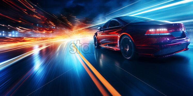 A car is driving on the road long exposure time - Starpik Stock