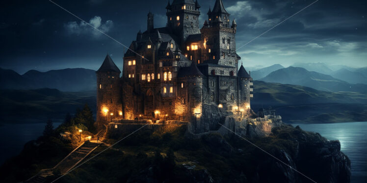 A castle at night - Starpik Stock