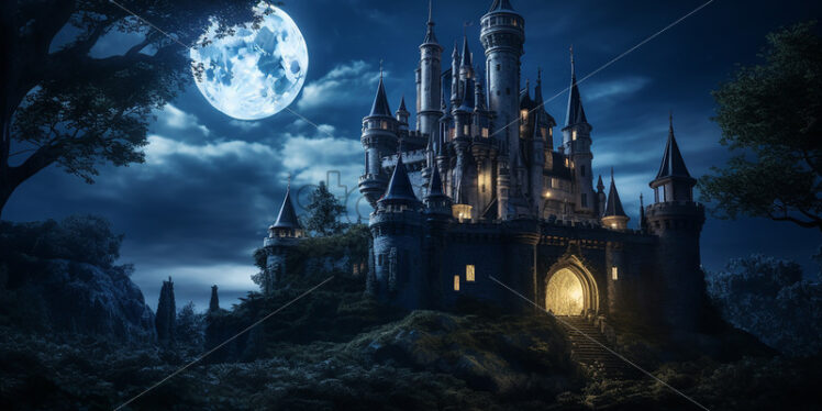 A castle at night - Starpik Stock