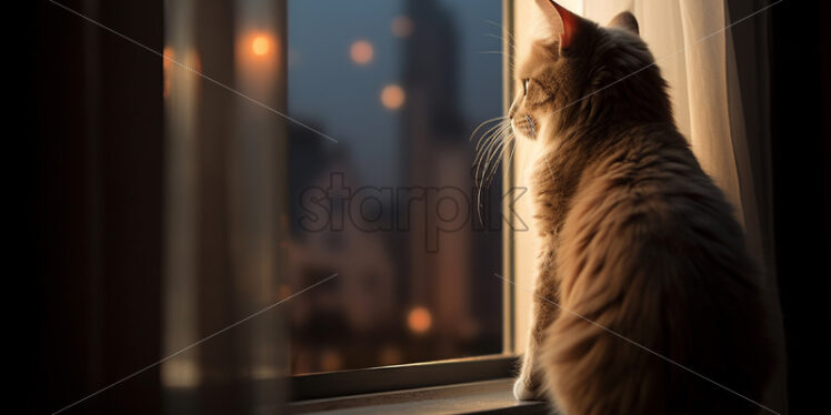 A cat looking out the window - Starpik Stock