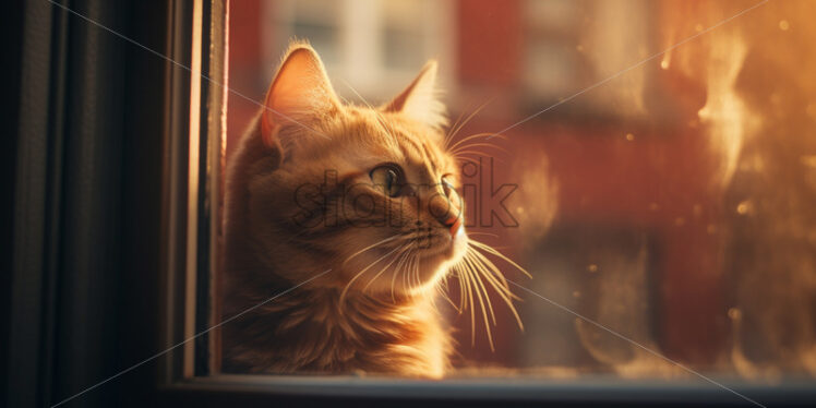 A cat looking out the window - Starpik Stock