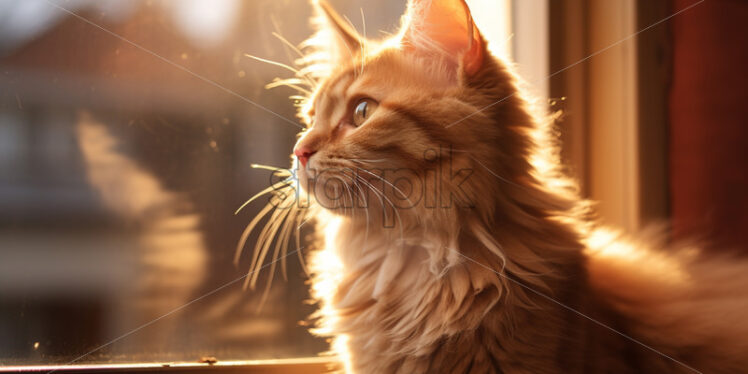 A cat looking out the window - Starpik Stock