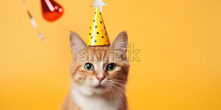 A cat with a festive hat - Starpik Stock