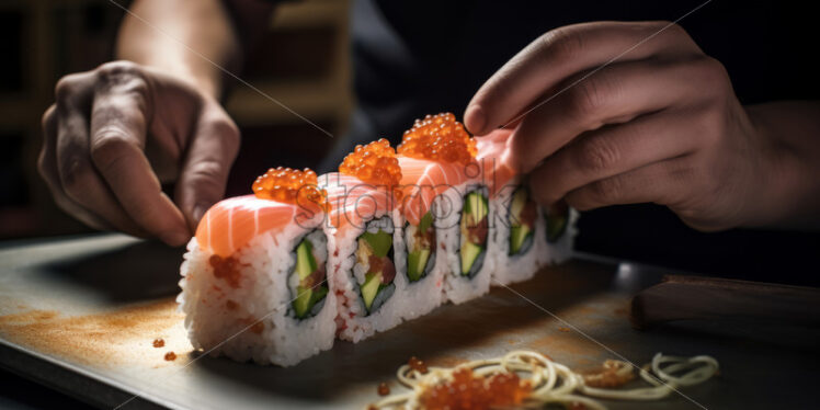 A chef makes sushi - Starpik Stock