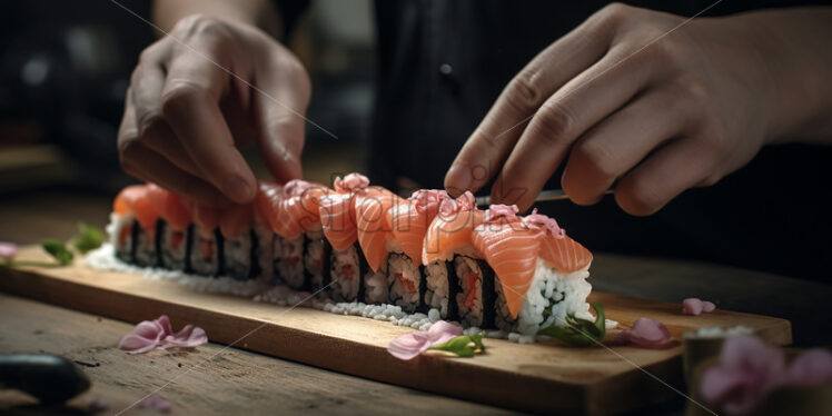 A chef makes sushi - Starpik Stock