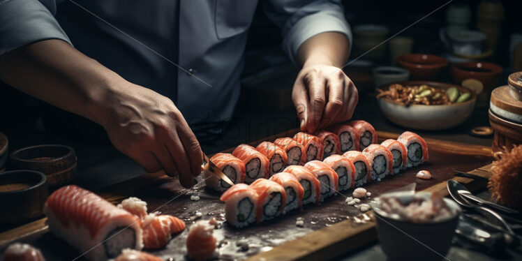 A chef makes sushi - Starpik Stock