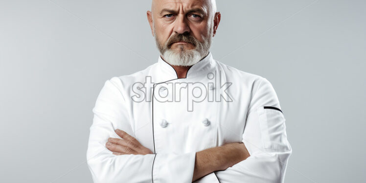 A chef sitting with his hands crossed - Starpik Stock