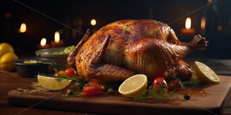 A chicken cooked in the oven, delicious - Starpik Stock