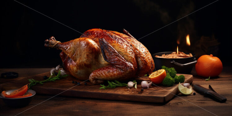 A chicken cooked in the oven, delicious - Starpik Stock