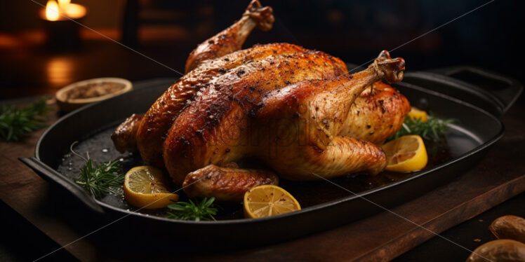 A chicken cooked in the oven, delicious - Starpik Stock